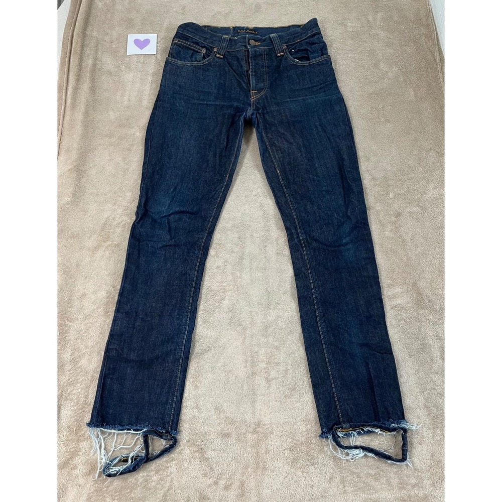 Nudie Jeans Co Grim Tim Dry Dirt Organic Indigo Denim Jeans 32(30)x34(29) GOOD